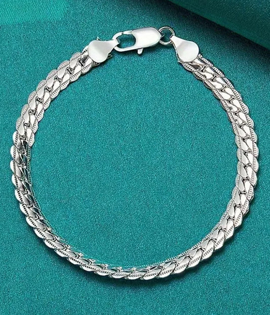 FLAT CHAIN BRACELET - 925 SILVER PLATED