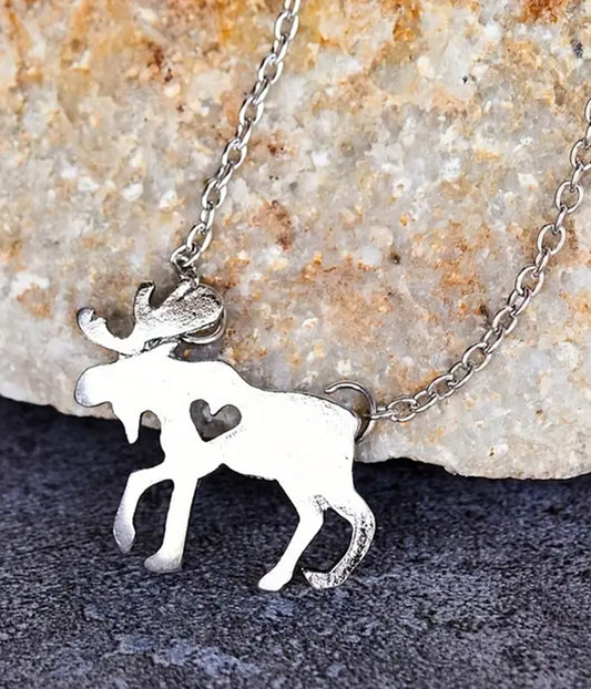 Moose pendant necklace