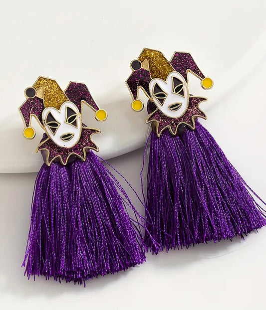 MARDI GRAS THEME EARRING - CLOWN