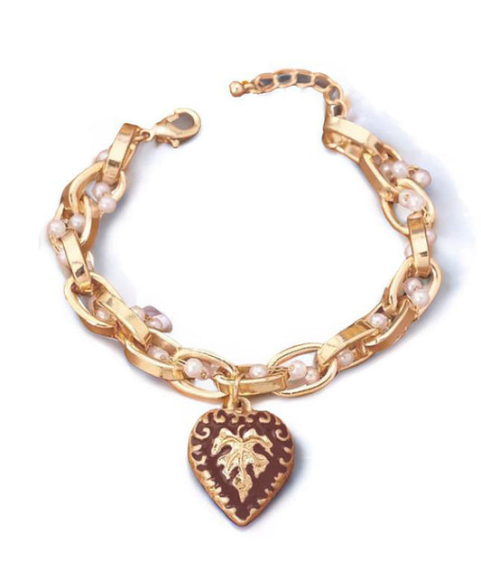 PUFFY HEART CHAIN BRACELET
