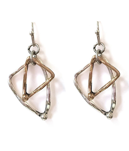 DOUBLE METAL TRIANGLE EARRING