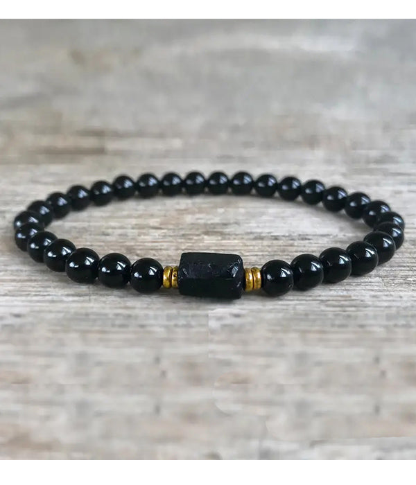 NATURAL BLACK STONE BRACELET