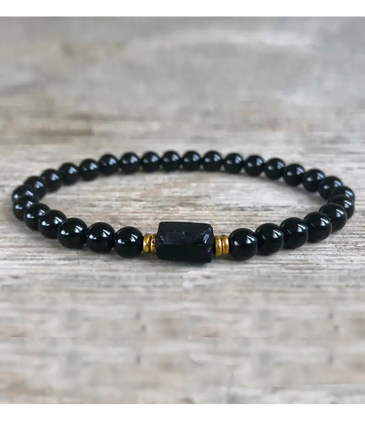 NATURAL BLACK STONE BRACELET