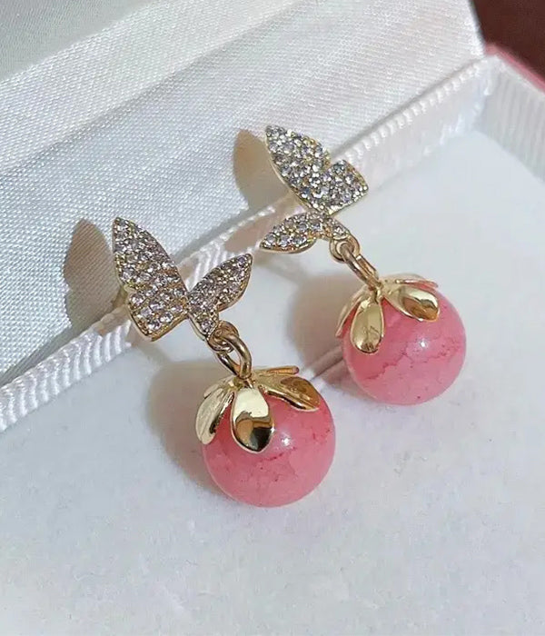 BUTTERFLY AND CAT EYE STONE EARRING