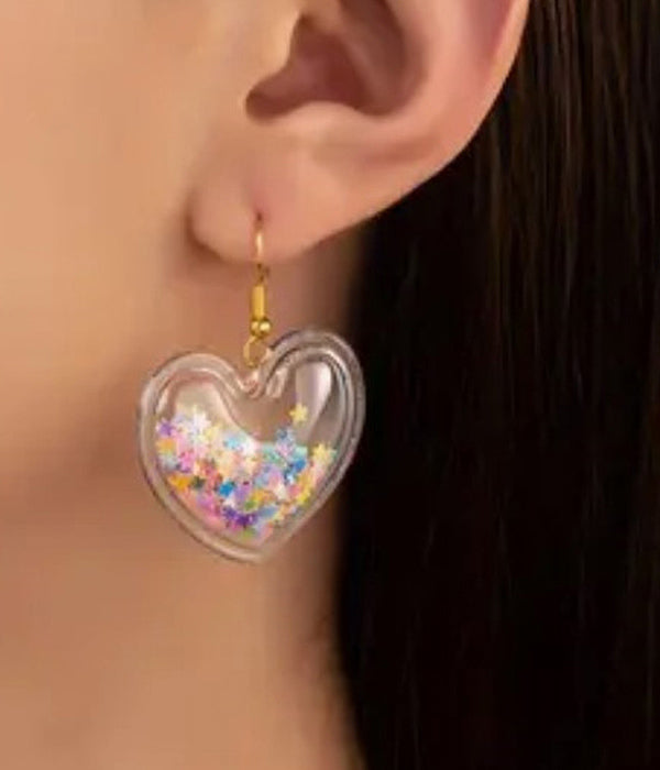 PUFFY ACRYLIC HEART EARRING - FLOATING STAR