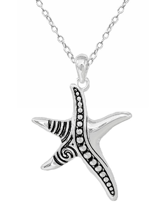 SEALIFE THEME METAL FILIGREE NECKLACE - STARFISH