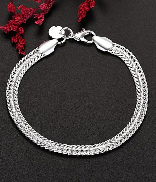 FLAT CHAIN BRACELET - 925 SILVER PLATED