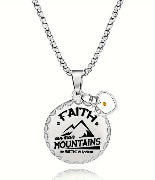 BIBLE QUOTE STAINLESS STEEL PENDANT NECKLACE - FAITH MUSTARD SEED