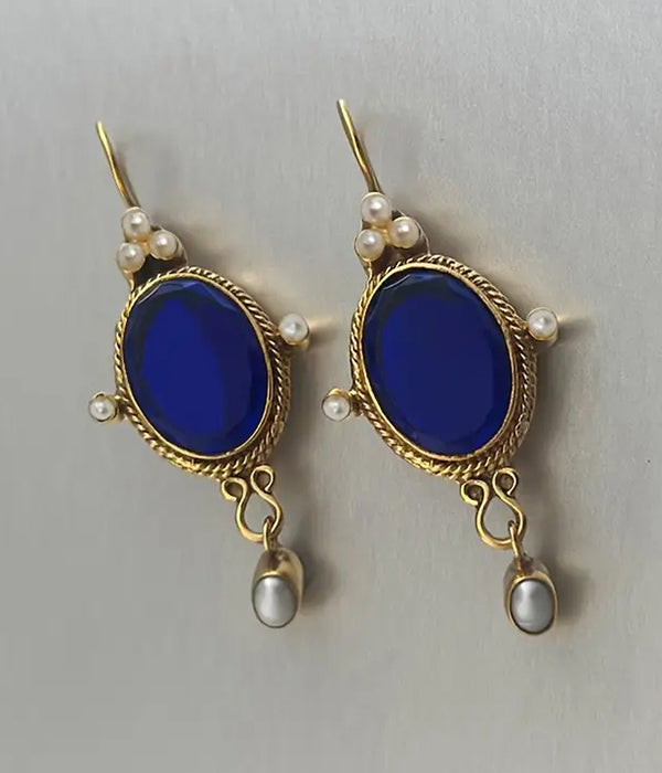 VINTAGE FACET STONE OVAL EARRING