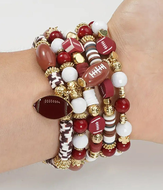 SPORT THEME MULTI STRETCH BRACELET SET - FOOTBALL