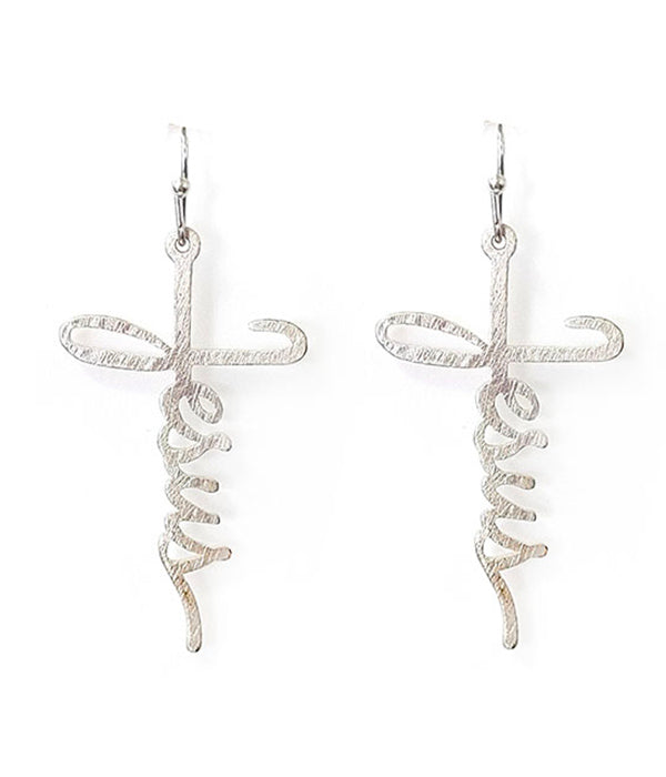 SCRATCH METAL JESUS AND CROSS EARRING