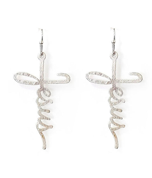 SCRATCH METAL JESUS AND CROSS EARRING