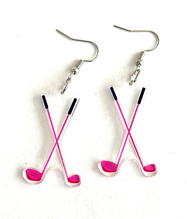 GOLF THEME ACRYLIC EARRING - CLUB