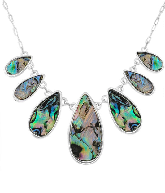 MULTI ABALONE TEARDROP LINK NECKLACE