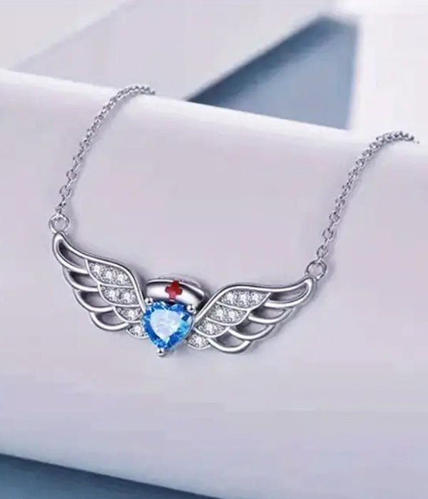 NURSE THEME ANGELWING PENDANT NECKLACE
