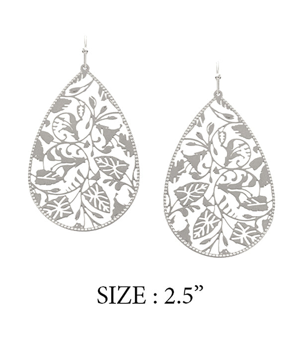 GARDEN THEME METAL TEARDROP EARRING