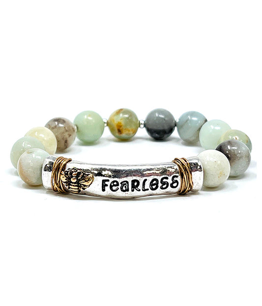 SEMI PRECIOUS STONE STRETCH BRACELET - FEARLESS