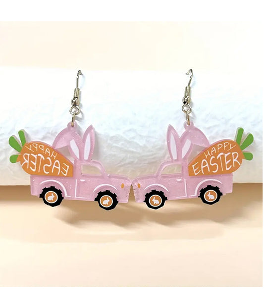 EASTER THEME TRUCK ACRYLIC EARRING