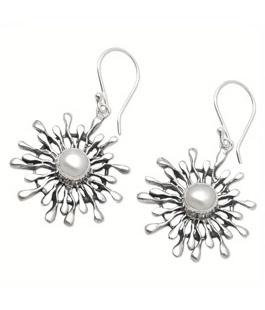 PEARL CENTER SUN EARRING