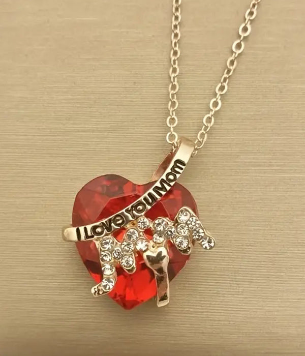 MOTHER THEME HEART PENDANT NECKLACE