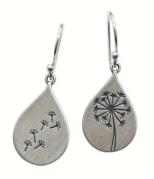 DANDELION FLOWER TEARDROP EARRING