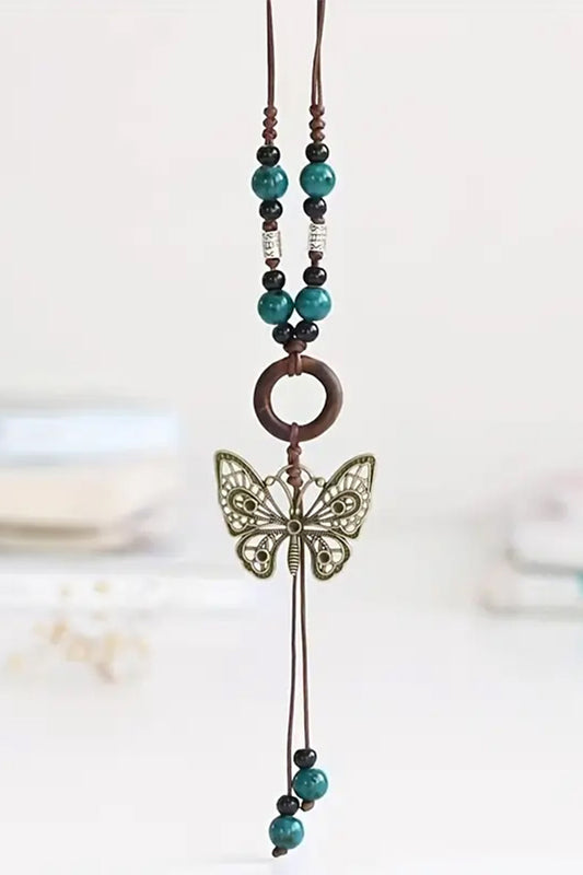 BUTTERFLY PENDANT PULL TIE NECKLACE