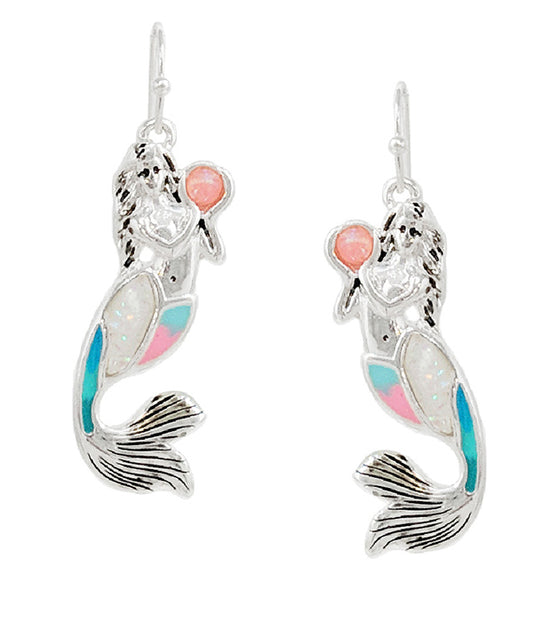 SEALIFE THEME EPOXY OPAL EARRING - MERMAID