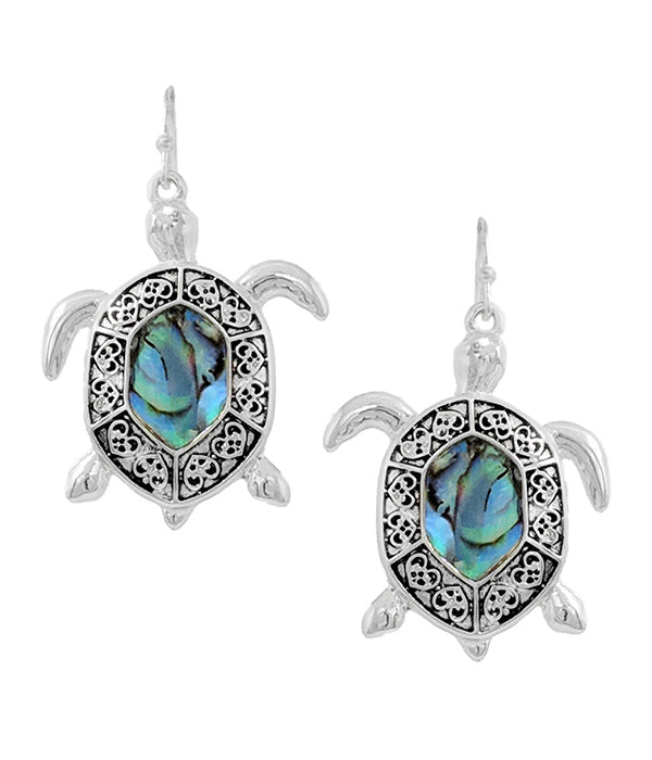 SEALIFE THEME ABALONE EARRING - TURTLE