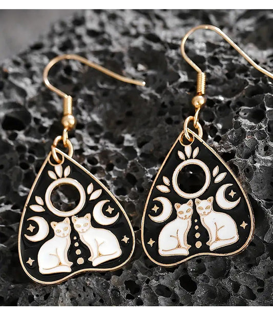 CAT AND MOON EARRING