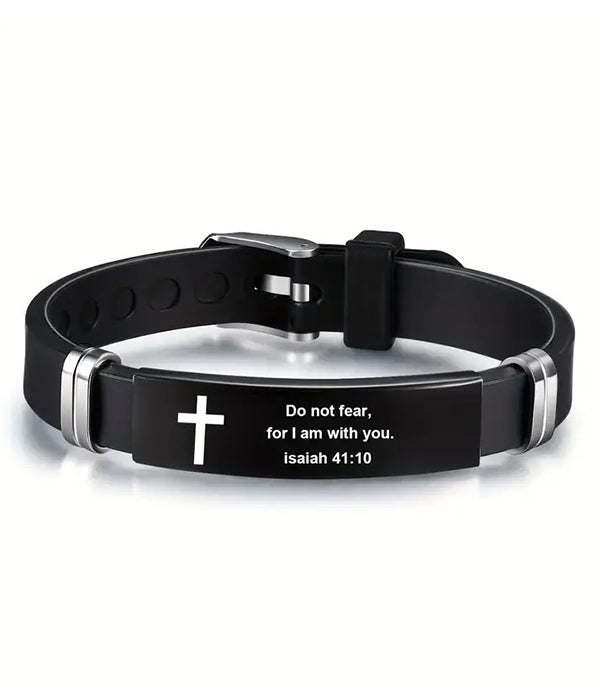 STAINLESS STEEL MESSAGE BRACELET - ISAIAH 41:10