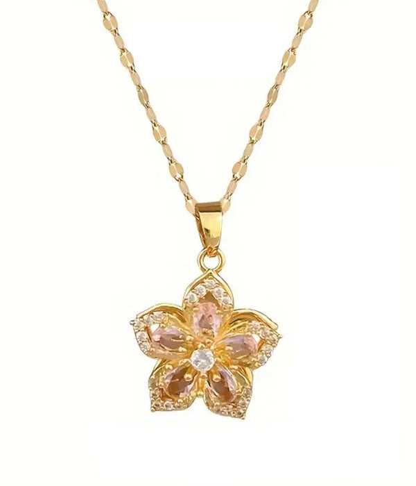 CZ FLOWER PENDANT NECKLACE