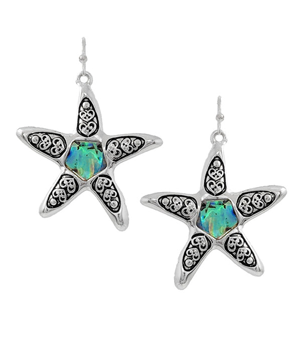 SEALIFE THEME ABALONE EARRING - STARFISH