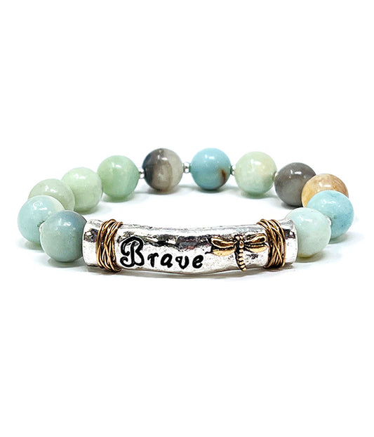 SEMI PRECIOUS STONE STRETCH BRACELET - BRAVE