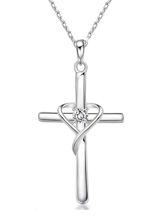 HEART AND CROSS PENDANT NECKLACE