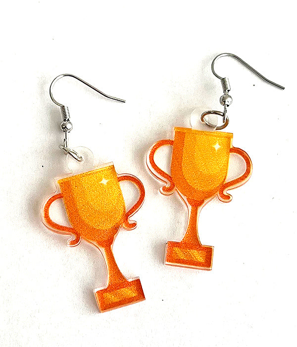 GOLF THEME ACRYLIC EARRING - TROPHY