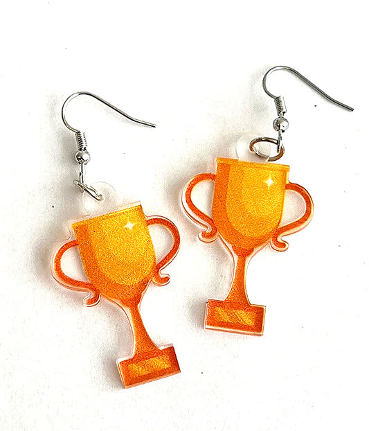 GOLF THEME ACRYLIC EARRING - TROPHY