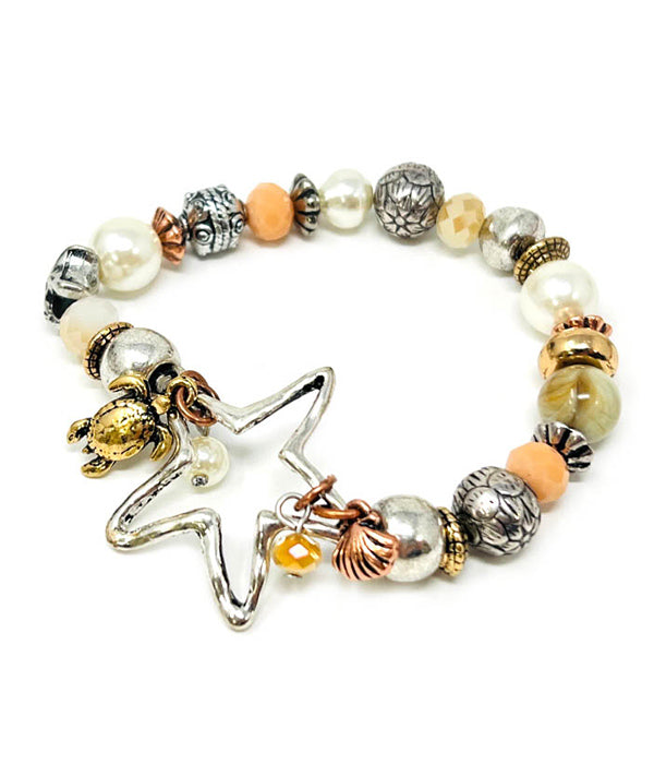 MIX BEAD STRETCH BRACELET - STARFISH