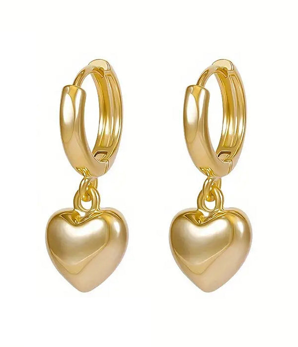 PUFFY HEART DANGLE EARRING