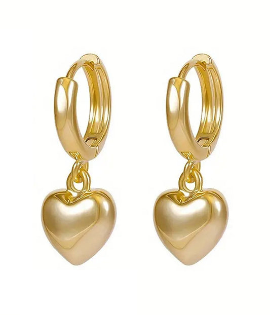 PUFFY HEART DANGLE EARRING