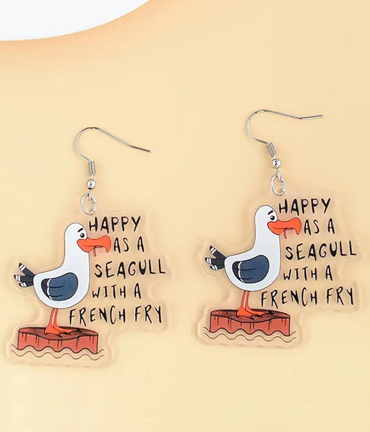 SEAGULL ACRYLIC EARRING - HAPPY