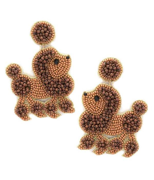 HANDMADE MULTI SEEDBEAD PET LOVERS THEME EARRING - POODLE