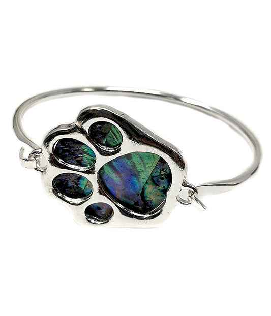 ABALONE PAW PRINT WIRE BANGLE BRACELET