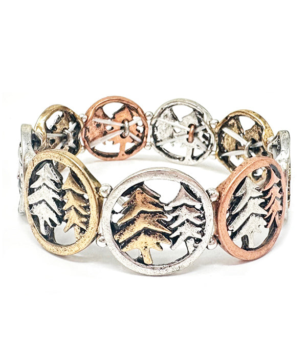 VINTAGE METAL TREE STRETCH BRACELET