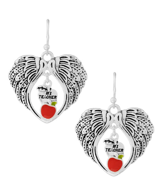 TEACHER THEME ANGEL WING EARRING