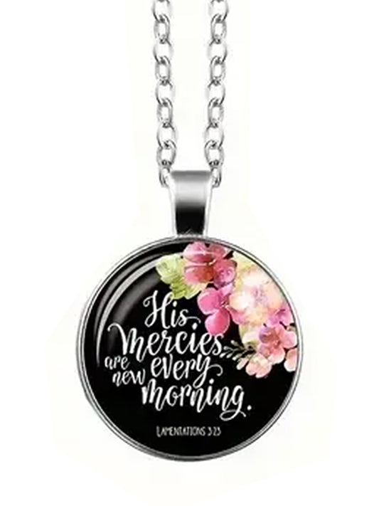 RELIGIOUS INSPIRATION PENDANT NECKLACE - HIS MERCIES ARE NEW EVERY MORNING