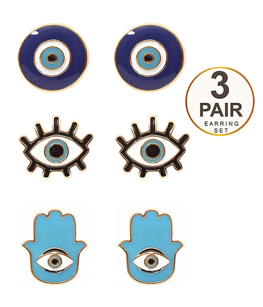 MIXED EYE EARRING SET