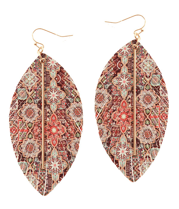 FAUX LEATHER MOROCCAN FRINGE MARQUISE EARRING