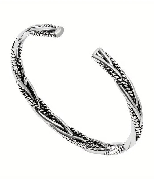 TWIST ROPE METAL BANGLE BRACELET