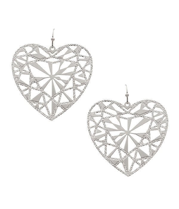 METAL FILIGREE HEART EARRING