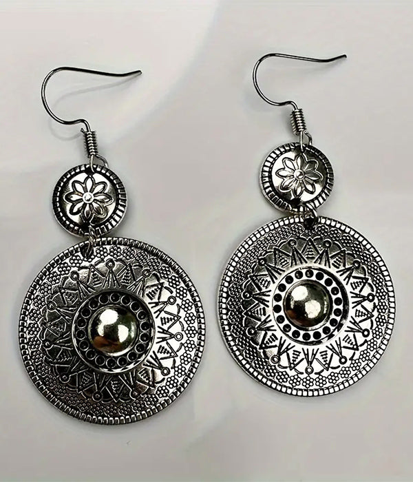 VINTAGE DOUBLE DISC DANGLE DROP EARRING